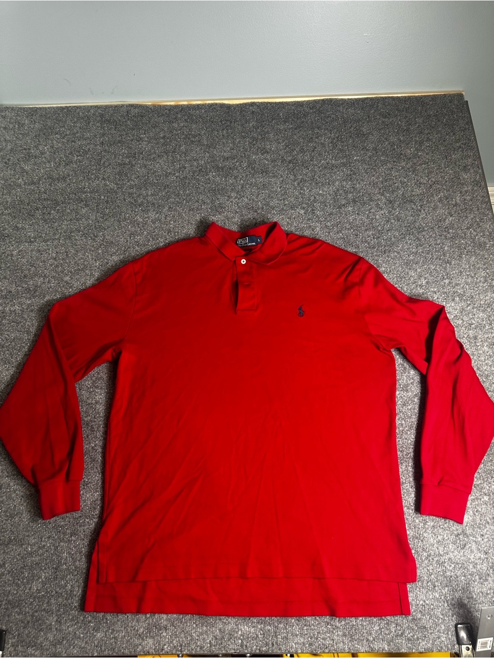 Polo by Ralph Lauren Red Long-Sleeve Men's Polo Shirt